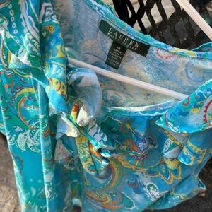 Lauren Ralph Lauren Turquoise Paisley Top